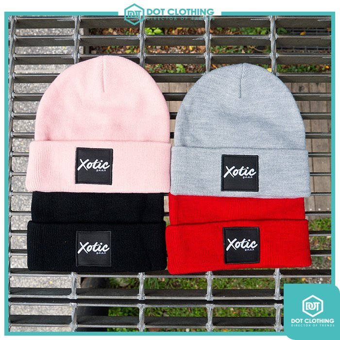 DOT聚點 XOTIC BOX LOGO BEANIE 基本款 方形 貼布 毛帽 針織帽 保暖 4色 粉色 紅 灰 黑