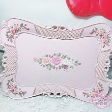 ♥小花花日本精品♥日本製鄉村風浪漫玫瑰花花邊置物盤托盤桌上置物居家擺飾 收納必備99101404