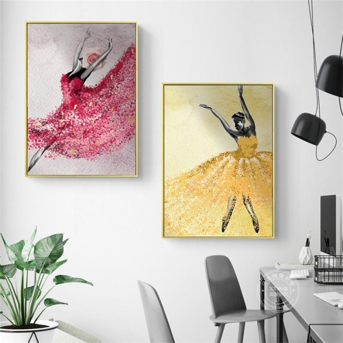 抽象油畫美女芭蕾舞者藝術裝飾畫會所巨幅現代掛畫美容院客廳壁畫(3款可選)