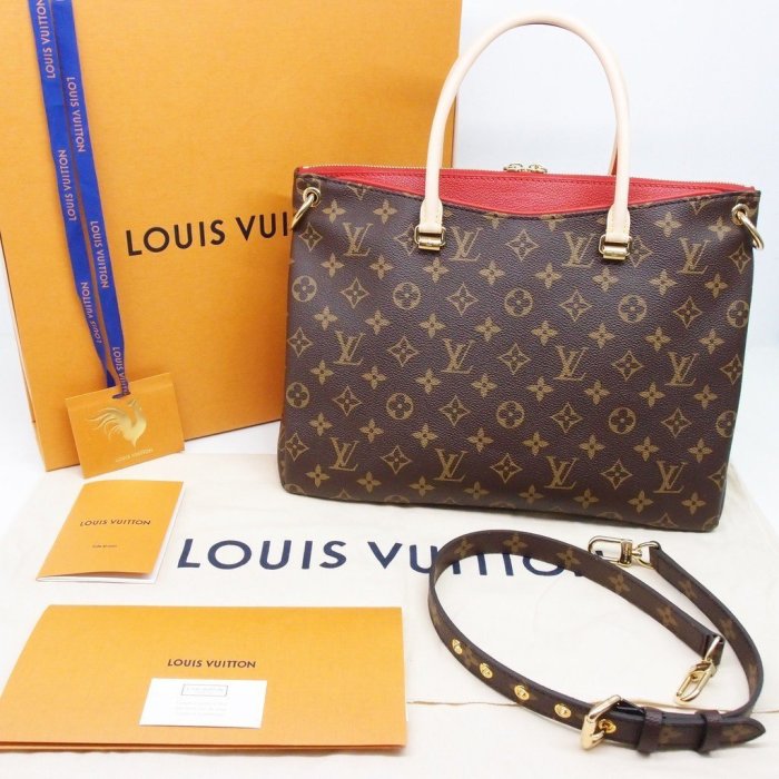 LV PALLAS Monogram 原花 櫻桃紅 手提 肩背 兩用包 M41175