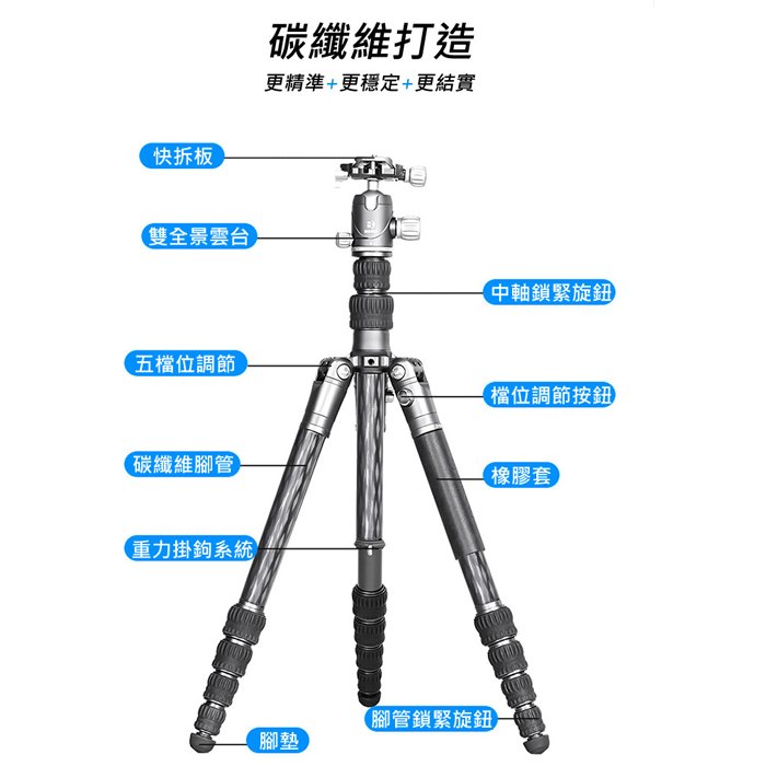 百諾 BENRO FBAT24CVX25 蝙蝠系列 碳纖維三腳架套組 公司貨 承重16公斤 4節腳管 輕盈便攜