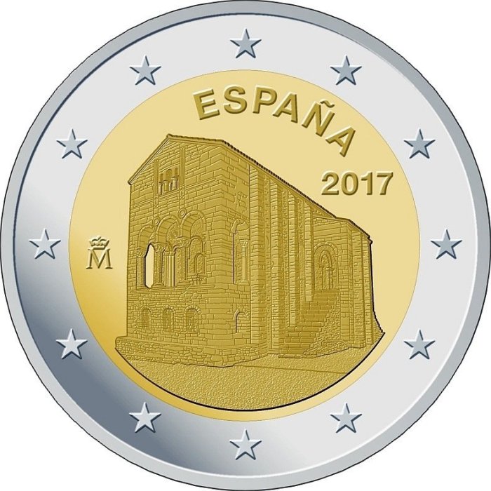 【幣】EURO 西班牙2017年發行 納蘭科的聖瑪麗亞教堂 2歐元紀念幣