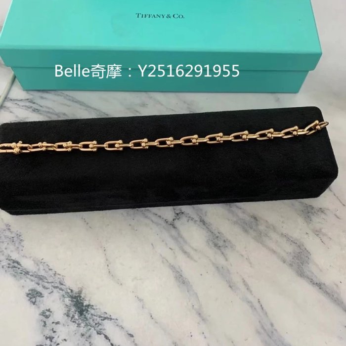 二手正品 Tiffany 蒂芙尼 Tiffany HardWear粗版手鍊 18玫瑰金 黃金手鍊 GRP09437