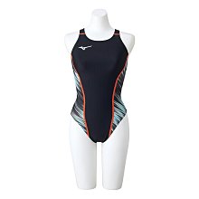 MIZUNO EXER SUITS 女泳衣 連身中叉泳衣 N2MAA26192 日本製 黑x綠松石【iSport愛運動】