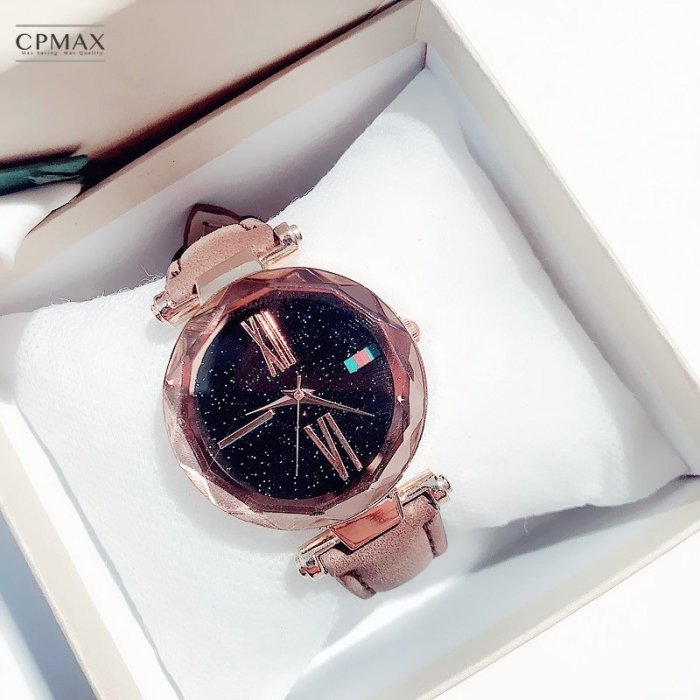 CPMAX 簡約星空鏡面防水女錶 菱形切割錶框 羅馬數字 針扣錶帶 女款手錶 小鏡面手錶 石英手錶 手錶【SW05】