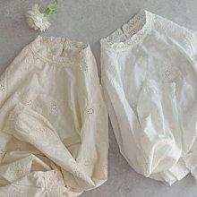 桃莉琪*moki*單品!!日系精緻立領蕾絲刺繡小花長袖罩衫-米杏色現貨