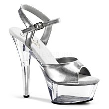 Shoes InStyle《六吋》美國品牌 PLEASER 原廠正品透明厚底高跟涼鞋 有大尺碼『銀色』