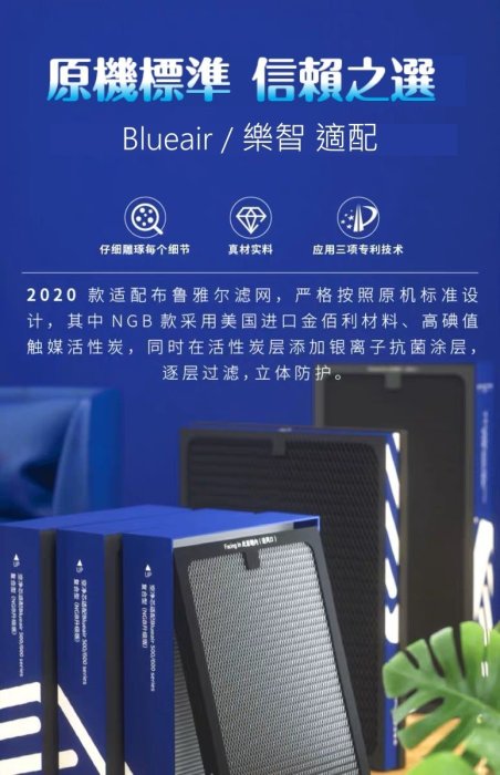 可藍適配 Blueair HEPA+活性碳複合濾網 200 203 205 270e 280i 樂智 LACM-1