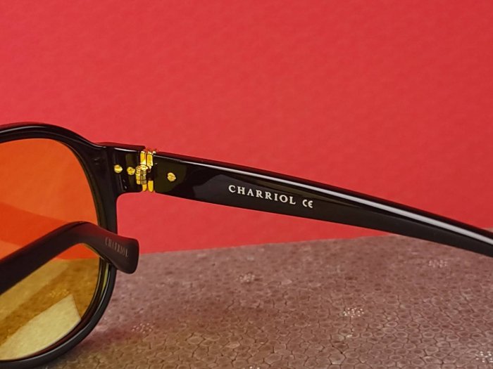 全新 瑞士品牌 CHARRIOL 黑色框/黃色鏡片 男性 飛官 太陽眼鏡 #4093 (一元起標 無底價)