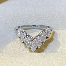 賠售換現超級白亮熣燦 F級1.01克拉鑽石設計款V字型純白金鑽戒