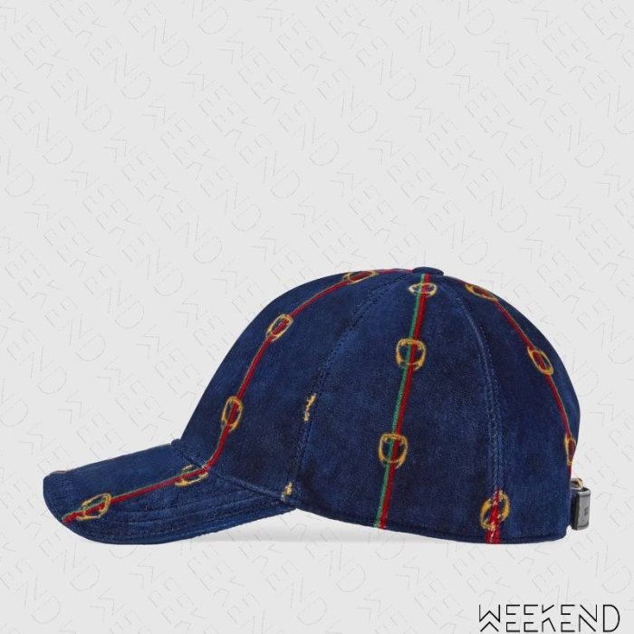 【WEEKEND】 GUCCI Printed Chenille 鴨舌帽 棒球帽 帽子 藍色 19春夏‎ 200035