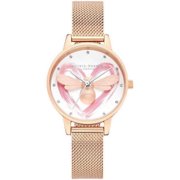 100原廠％Olivia Burton OB OB心形石英女士腕表 時尚小蜜蜂歐美小眾手表