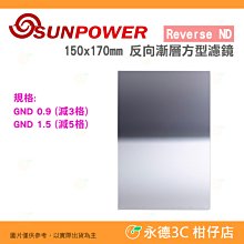 SUNPOWER Reverse ND 150x170mm 反向漸層 方型濾鏡 GND 0.9 減3格 1.5 減4格