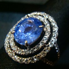 賠售換現3.57克拉 天然頂級絲絨藍 藍寶石配鑽1.17克拉18K金鑽戒