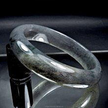 珍珠林~經典寬版圓玉鐲~A貨緬甸墨翠(內徑58mm, 手圍19號) #935