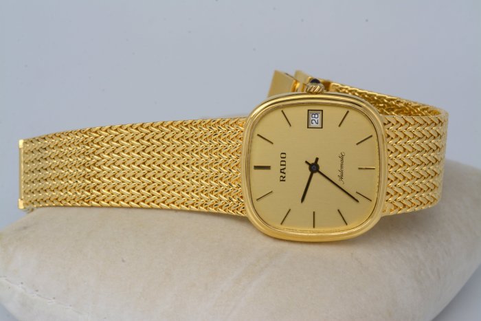 《寶萊精品》RADO 雷達表金黃方圓型自動男士錶