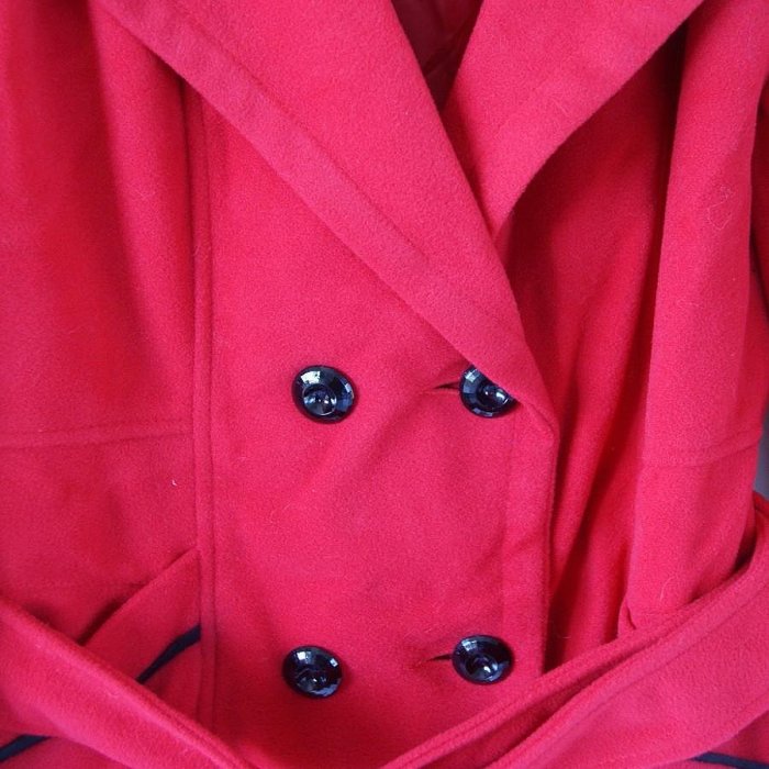 1912庫存品紅色雙排釦長大衣外套