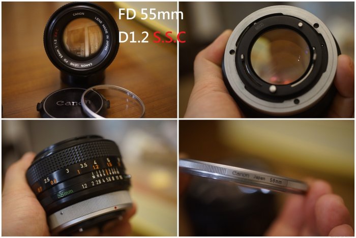 Canon FD 55mm F1.2 SSC, FL 55mm,FL 85mm F1.8 , FL 135mm F2.5