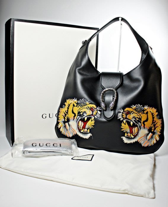 【桑園の】 GUCCI 酒神系列 中國風 限量款 老虎刺繡 HOBO包 手提包 盒裝美品 SS 6143