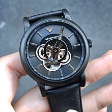 現貨 可自取 EMPORIO ARMANI AR60012 手錶 42mm 亞曼尼 機械錶 黑面盤 黑色皮錶帶 男錶女錶
