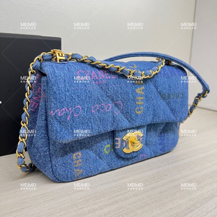 30年老店 預購 限量 CHANEL 牛仔 金鍊 口蓋包 22P 香奈兒 AS3134