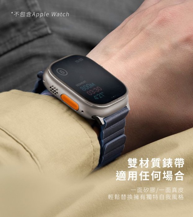 UNIQ Revix PE 雙色矽膠真皮錶帶 for Apple Watch 錶帶 42/44/45/49mm 共用款