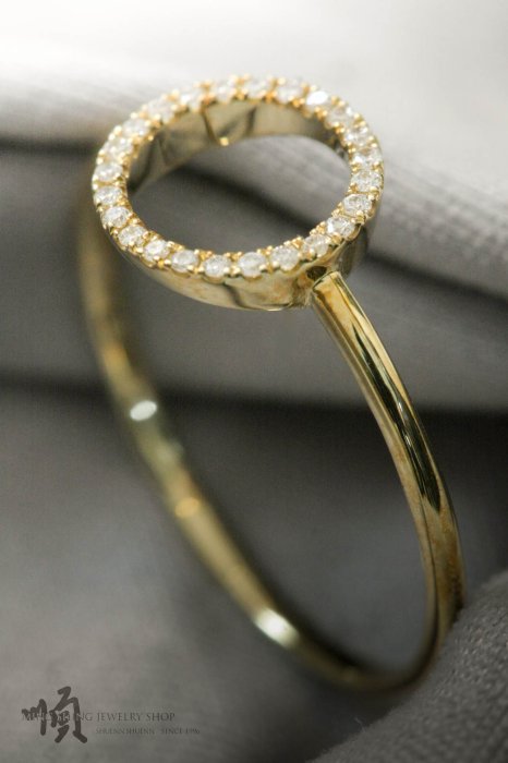 順順飾品--輕珠寶戒指--18K黃K金極簡圈圈天然鑽石戒指┃配鑽共0.08ct克拉