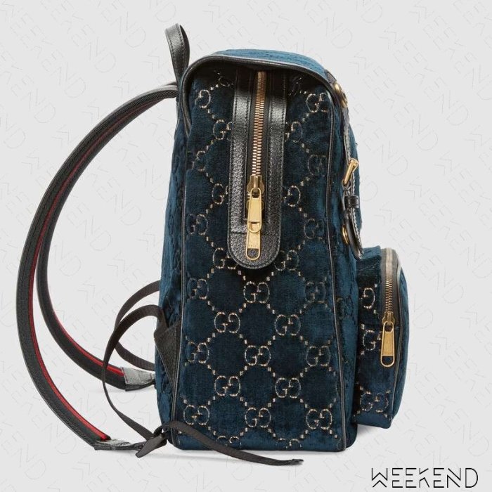 【WEEKEND】 GUCCI GG Velvet 絲絨 天鵝絨 後背包 藍色 574942 19早秋