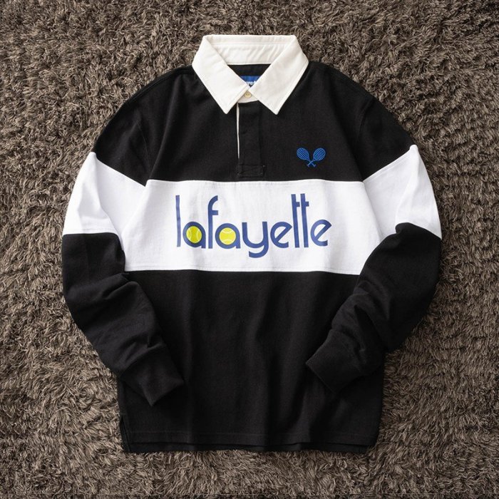 【MOMO全球購】LAFAYETTE TENNIS LOGO L/S GAME SHIRT 長袖POLO衫T恤