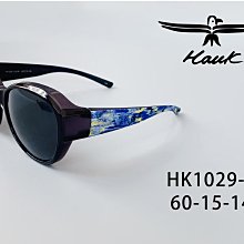 《名家眼鏡》Hawk 方圓框面灰色偏光套鏡黑紫色鏡框HK1029 col.99【台南成大店】