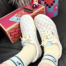 Vans Era 奶白藍色棋盤格男女鞋低幫帆布鞋板鞋 VN0A5JML7Z2