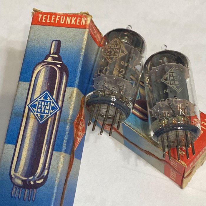 ☆TELEFUNKEN テレフンケン ECC802S / 12AU7 ダイヤマーク 真空管 2本セット 元箱付き - オーディオ機器