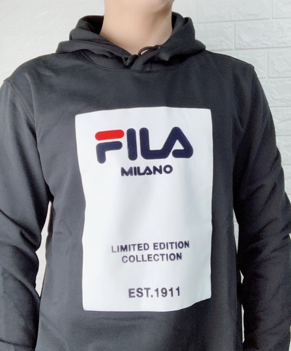 FILA 男 立體 LOGO 棉質 休閒 運動 連帽上衣 1TET-1811-BK