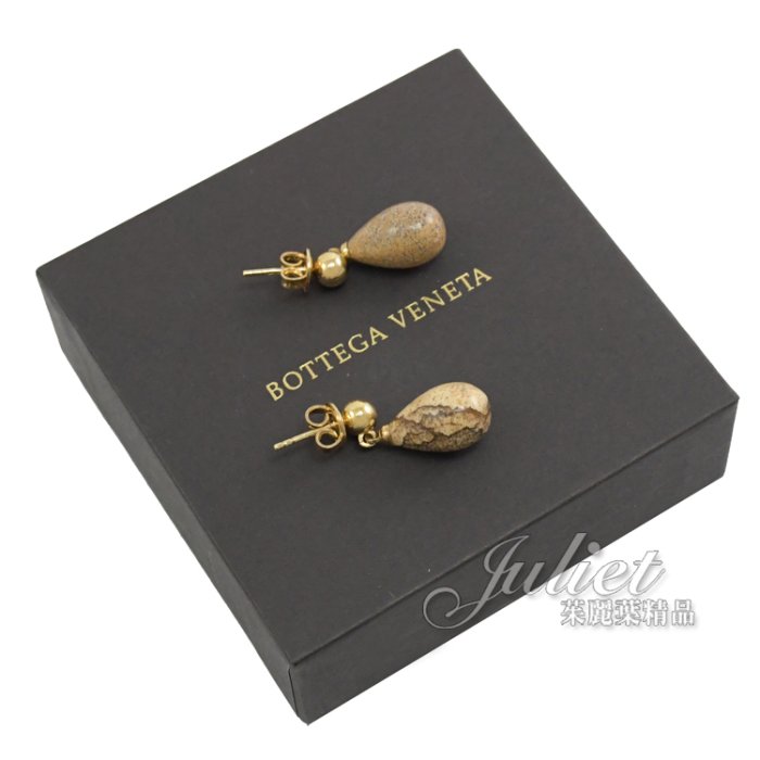【茱麗葉精品】全新精品 BOTTEGA VENETA 專櫃商品 590543 石紋水滴造型針式耳環.金 現貨