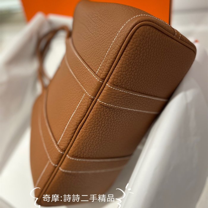 二手正品 Hermes 愛馬仕 花園包 Garden party30 金棕 現貨