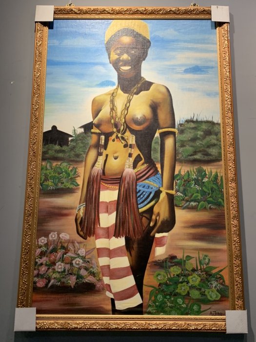 A2800 [家之家二手家具] 非洲少女77X162 掛畫 牆壁裝飾 藝術品 畫 收藏 非洲畫 女人