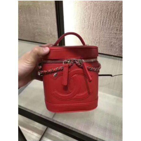 二手Chanel vintage coco vanity case handbag 香奈兒 黑色 紅色化妝包