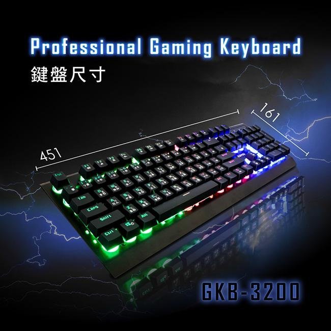 ≈多元化≈附發票 KINYO 青軸輕機械發光鍵盤 GKB-3200 機械鍵盤 多媒體鍵盤 25鍵不衝突