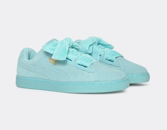 =CodE= PUMA SUEDE HEART RESET W 蝴蝶結緞帶麂皮休閒鞋(蒂芬妮綠) 363229-01 女