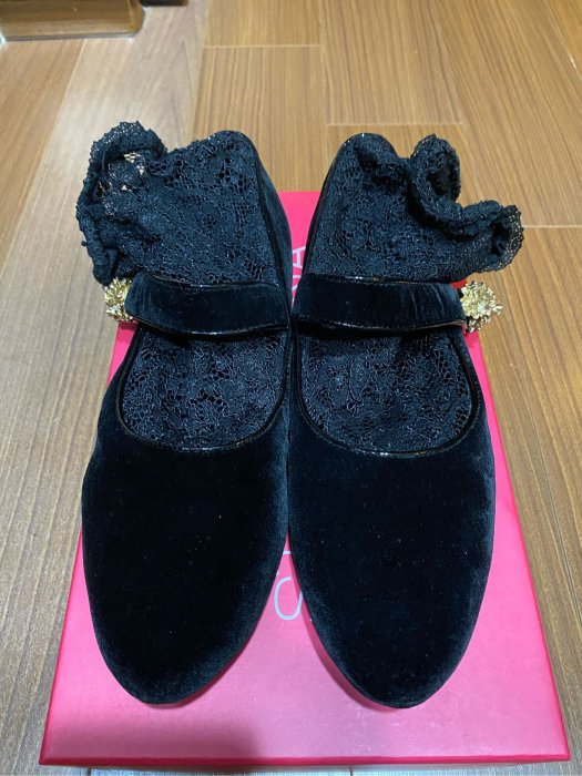 趙露思 代言 STELLA LUNA 黑色平底 秋冬 絲絨 瑪莉珍鞋 size36.5