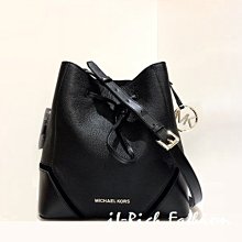 就愛精品店❤️  Michael Kors 黑色荔枝皮革斜背水桶大包-附提袋 #35S9GNIM3L