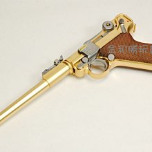 JHS（（金和勝 生存遊戲專賣））台製 WE 金黃色 魯格 LUGER P08 L 八吋 全金屬瓦斯槍 4482