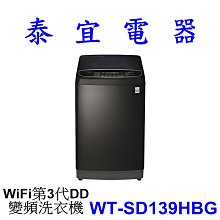 【現貨特價】LG樂金 WT-SD139HBG 13KG 變頻洗衣機【另有WT-D170MSG／WT-SD129HVG】