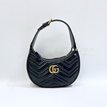 遠麗精品(板橋店)  S3941 GUCCI 黑色MARMONT半月形迷你腋下肩背包699514