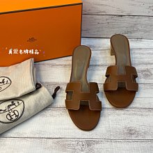 《真愛名牌精品》Hermes Oasis 焦糖色H 中跟涼鞋 36.5號 *全新*