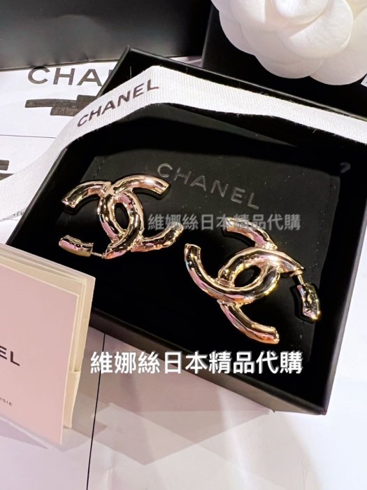 Venice維娜絲日本連線代購 香奈兒 CHANEL 經典雙C金色金屬耳環