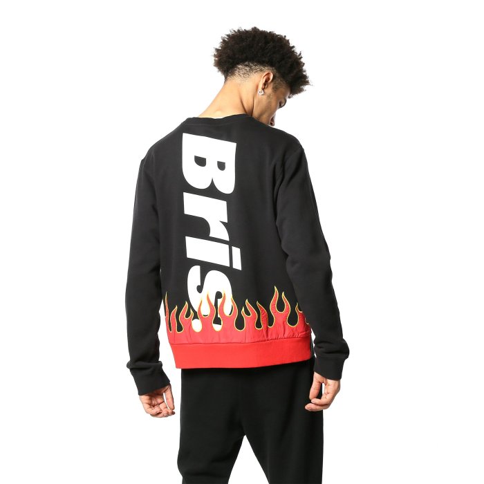 特價「NSS』F.C.Real Bristol FIRE FLAME BIG LOGO CREW NECK SWEAT