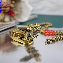 優買二手精品名牌店 GUCCI 蜜蜂 BEE 黃銅 皮夾釦 吊飾 鑰匙圈 KEY chain 褲鍊 手鍊 頸鍊 全新