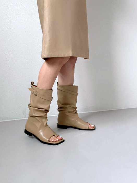 高級感皺摺套趾式涼靴 #1401 🇰🇷韓國連線