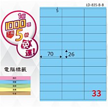 OL嚴選【longder龍德】33格 LD-835-B-B 淺藍色 1000張 影印 雷射 標籤 出貨 貼紙